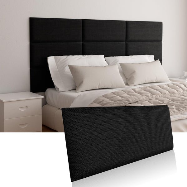 Upholstered Wall Mounted Headboard, Acoustic Wall Panel, Peel and Stick Wall Padding Panel, Dark Grey Towel Fabric, 12-Pack