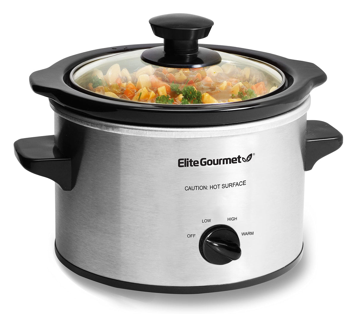 Elite Gourmet MST-350B# Electric Oval Slow Cooker, AdjCatable Temp, Entrees, Sauces, Stews & Dips, Dishwasher Safe Glass Lid & Crock (3 Quart, Black)