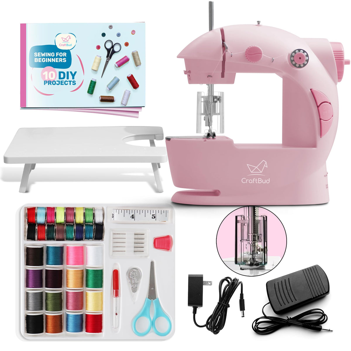 Mini Sewing Machine for Beginners, 122-Piece Portable Sewing Machine, Dual Speed Small Sewing Machine, Adults and Kids Sewing Machine, Travel Beginner Sewing Machines with Sewing Kit and Book, Blue