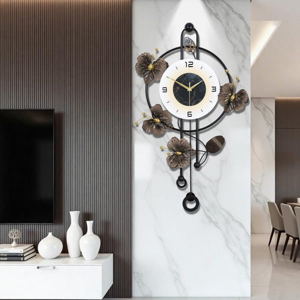 Large Wall Clocks for Living Room,Silent Non Ticking,Battery Operated Oversized Round Modern Wall Clock for Bedroom,Farmhouse,Office Wall Decor-17.7x29.97Inch(Golden)