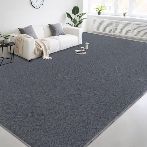 Large Modern Area Rugs for Living Room Bedroom, 6x9 Feet Grey Ultra Soft Thickened Memory-Foam Indoor Rug, Comfy Aesthetic Solid Minimalist Carpets for Girls Boys Nursery Dorm Home Decor