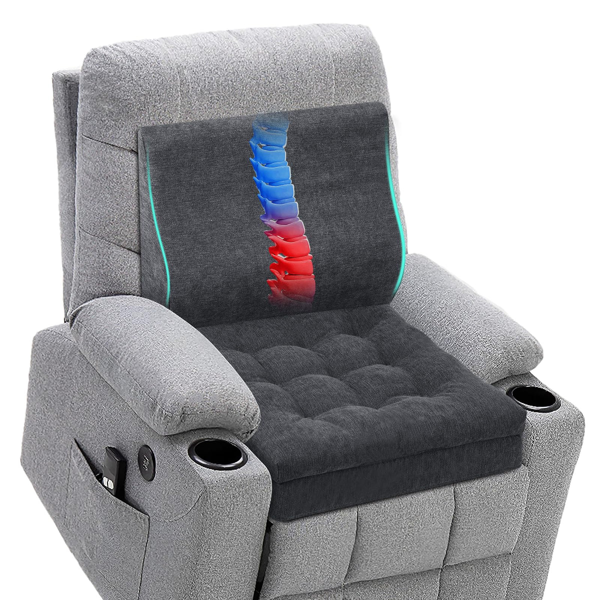 Recliner Cushions for Elderly, 20x20x5 Inch Thick Chair Cushion Patent Design Soft Tufted Dual Layer Booster Seat Cushions for Seniors Recliner Risers Beige 1P