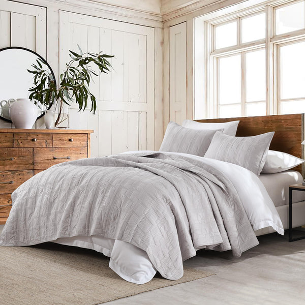 HORIMOTE HOME 100% Cotton Quilt Set Queen Size, Adriatic Blue Pre-Washed Bedspreads Coverlet Set in Geometric Pattern, Cozy Lightweight Stitching Decorative Bedding Cover with 2 Shams for All Season