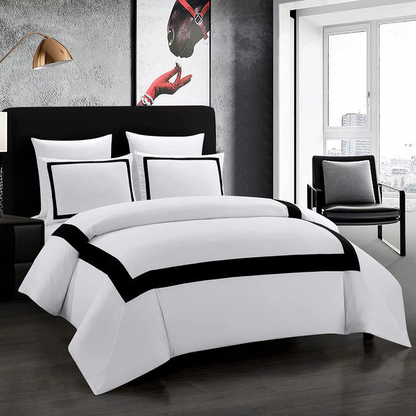 OSVINO Hotel Duvet Cover Set 3Pcs Microfiber Line Pattern Pillowcases Ultra Soft Breathable Bedding Comforter Quit Cover with Pillowcases, Gray, King