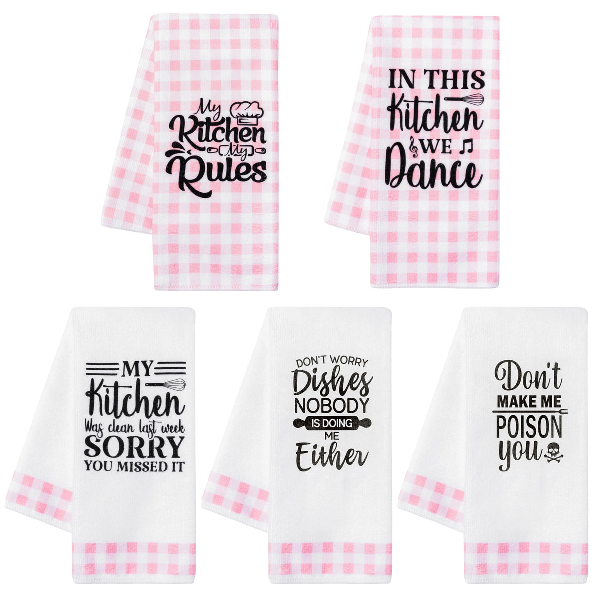 R HORSE Funny Football Kitchen Dish Towels - 5Pcs Game Day Kitchen Hand Towels, Absorbent Cleaning Dishcloth Home Bathroom Decor for Football Lovers Game Day Party Supplies Hostess Gifts