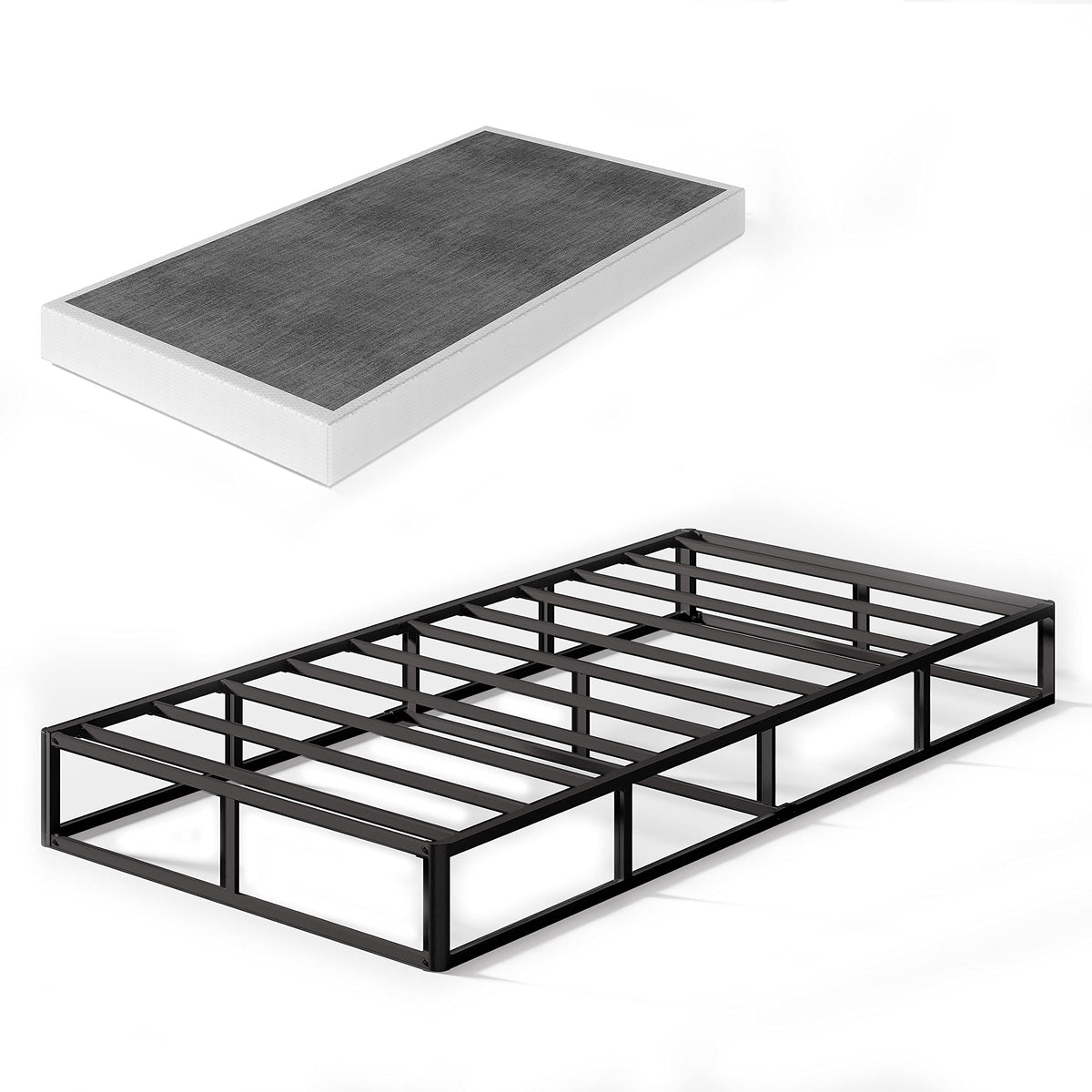 7 Inch Twin Box Spring, Metal High Profile Spring, Heavy Duty Mattress Foundation, Easy Clean Cover, Quiet, Non-Slip, Simple Assembly