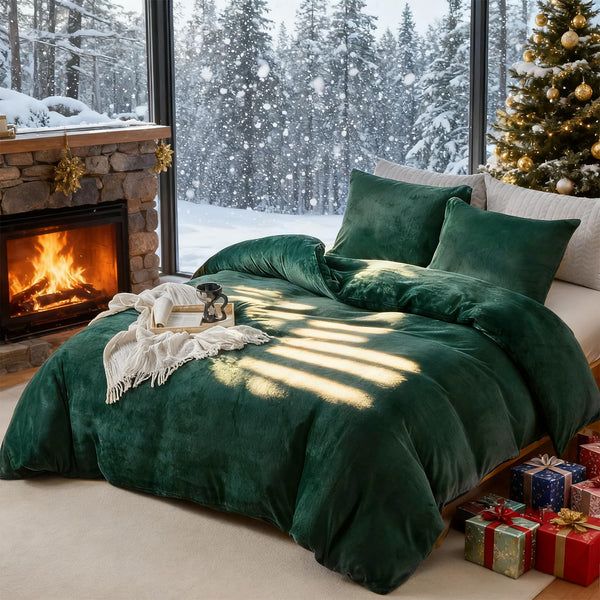 WARMDERN Black Velvet Duvet Cover Set California King Size, Luxury Milk Velvet Bedding Duvet Cover with Zipper Closure, 3pcs Ultra Soft Duvet Covers for All Seasons, 104" x 98", Black
