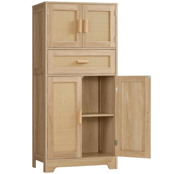 TEENFON 47.2" H Tall Bathroom Cabinet, Storage Cabinet with Adjustable Shelf & Large Drawer, Bathroom Storage Cabients, for Living Room, Dining Room, Home Office, Entryway, White