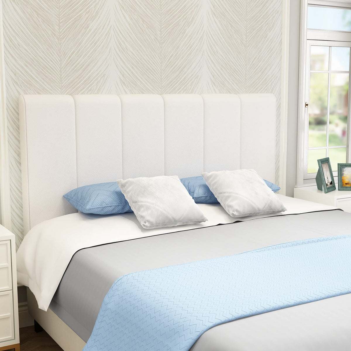 Yongchuang Upholstered Queen Headboard Only, Modern Linen Head Board for Queen Size Bed Adjustable Height Headboards Oatmeal
