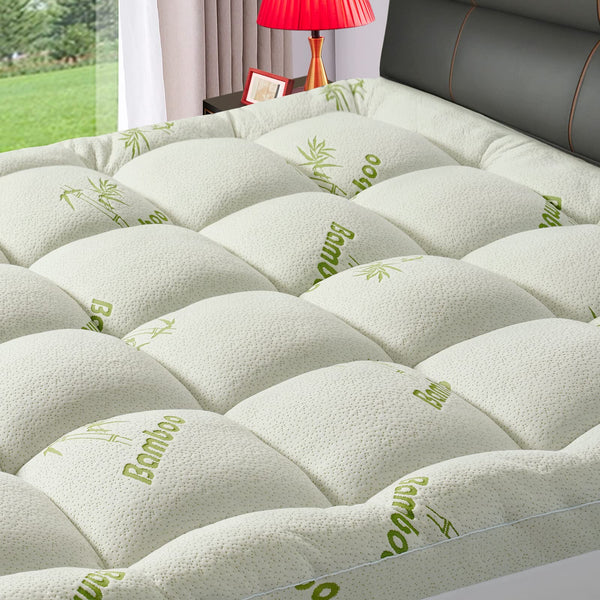 PATSBA Premium Viscose Made from Bamboo King Size Mattress Topper for Back Pain,1200 GSM Quilted Fitted Extra Thick Mattress Pad,Pillow Top Mattress Cover with Deep Pocket Up to 21 Inches（78*80inch）