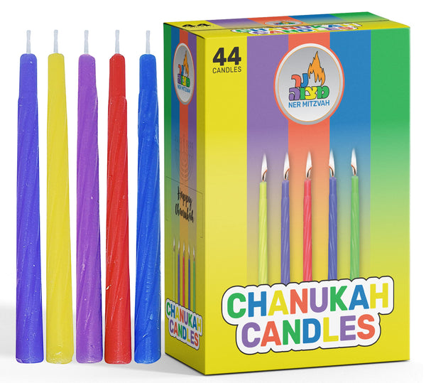 Ner Mitzvah Bulk Colorful Chanukah Candles 50-Pack - Standard Size Fits Most Menorahs - Premium Quality Wax - Assorted Colors - Bulk Pack for All 8 Nights of Hanukkah