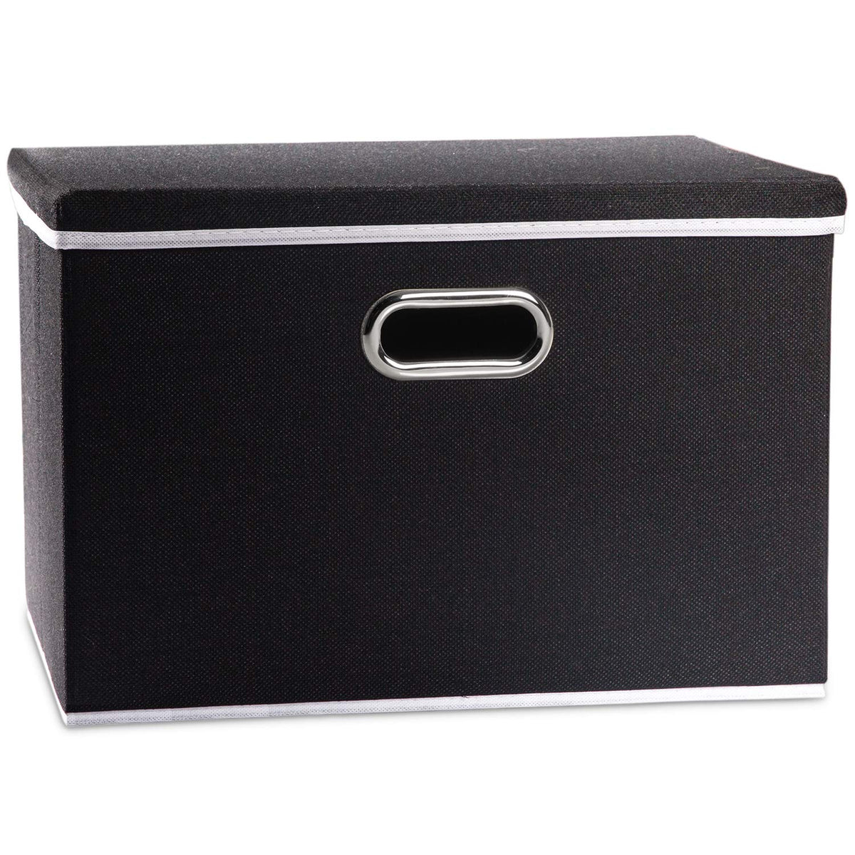 PRANDOM Collapsible Storage Containers with Lids [5-Pack] Linen Fabric Foldable Storage Bins Boxes Organizer Baskets Cube with Cover for Home Bedroom Closet Office Nursery (14.9x9.8x9.8")