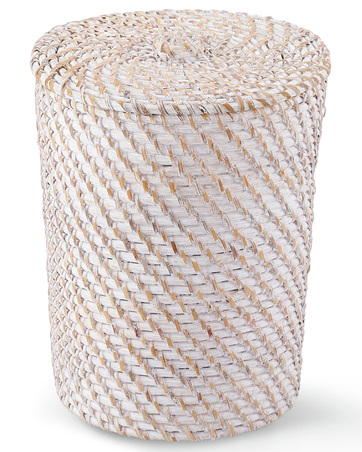 84ECO Natural Wicker Trash Can with Lid and Liner - Rattan Trash Can