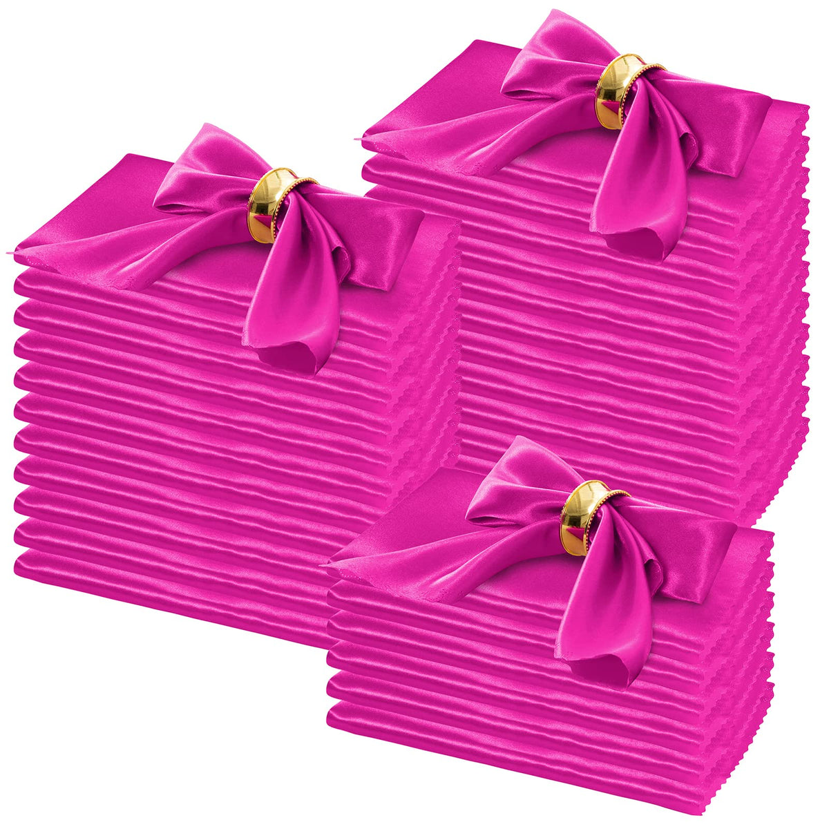 Horbaunal 100 Pack Satin Napkins 17" x 17" Square Dinner Napkins with Elegant Lace, Soft Cloth Napkins for Parties, Weddings, Events, Burnt Orange