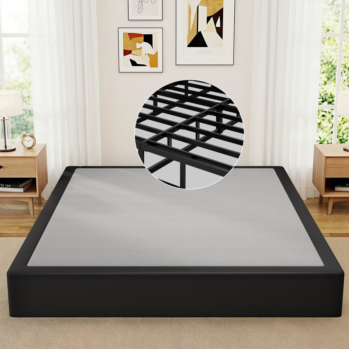 Queen Box Spring, 10 Inch High Profile Box Spring for Queen Bed, 3000 lbs Heavy Duty Metal Frame Mattress Foundation with Fabric Cover, Easy Assembly-Noise Free