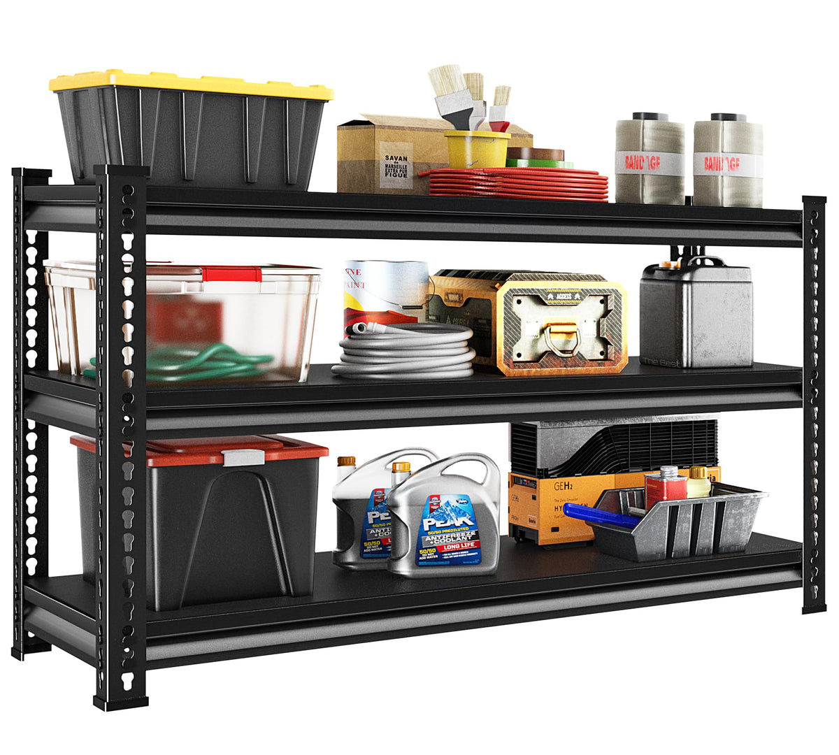 Garage Shelving Heavy Duty,Adjustable Garage Storage Shelves,Metal Shelving Units and Storage Racks Heavy Duty (Black, 120cmWx45cmDx99cmH)