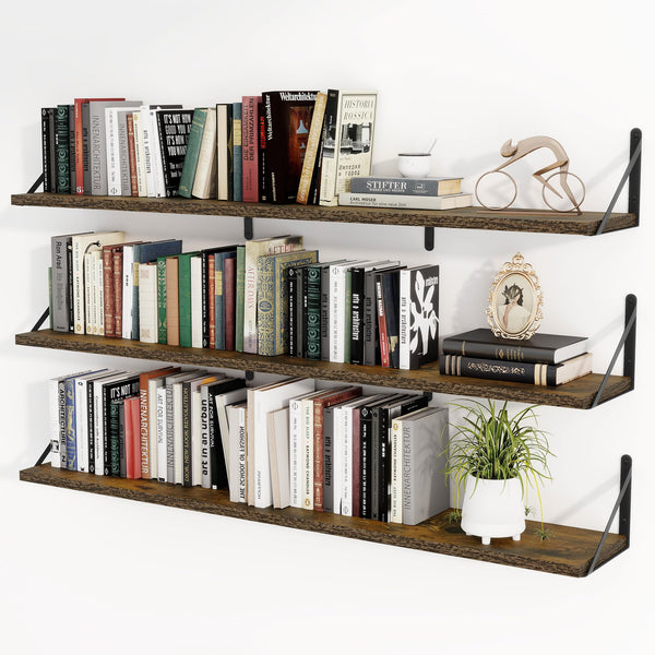 Heimlove Floating Shelves Set of 3, Floating Book Shelves 36 inch, Hanging Wall Shelf, Heavy Duty Wall Mounted Shelves for Living Room, Kitchen, Bedroom, Bathroom, Laundry Room (Gray)