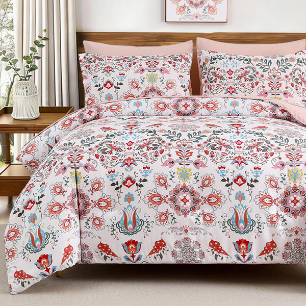 Boho Comforter Set Queen - 7 Pieces Bed in a Bag Floral Design, Bohemian Comforter Set with Sheets, Soft Microfiber Complete Bedding Sets All Season (Light Green, Queen)