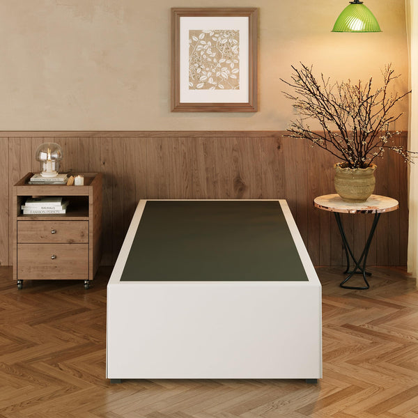 EMODA 18 Inch Twin XL Bed Frames with White Cover, Heavy Duty XL Twin Metal Platform Bed Frame No Box Spring Needed, Noise Free, Easy Assembly