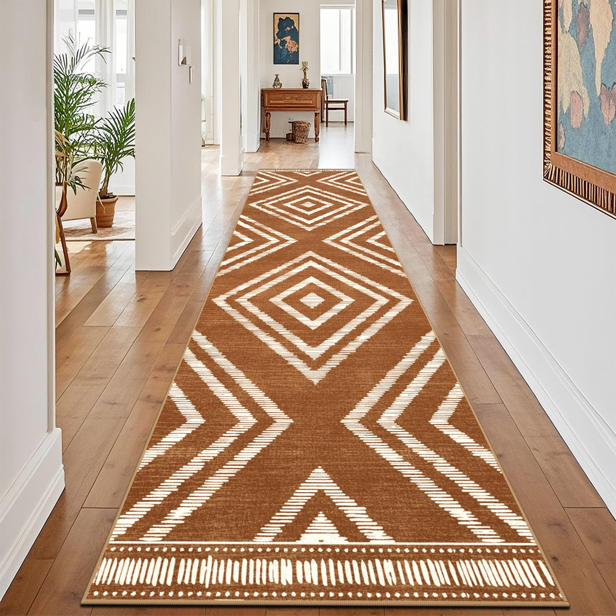 Boho Washable Area Rugs 6x9ft for Living Room, Beige Thin Bedroom Rugs Non Slip, Modern Trellis Soft Kids Nusery Floor Carpets for Dining Room Playroom Home Office Decor