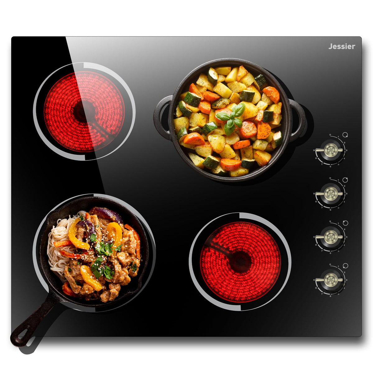 Electric Cooktop 36 Inch - Built-in 5 Burner Electric Stove 9200W High Power, 36" Cooktop Stove with Metal Frame Protection, Slide Touch, Timer, Safety Lock, 220-240V Hard Wired (No Plug)