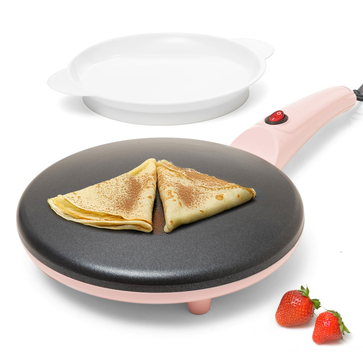 Moss & Stone 12” Electric Griddle Pan & Crepe Machine, Non-Stick Electric Crepe Maker with Adjustable Temperature, Includes Spreader & Spatula – Ideal for Pancakes, Blintzes & Tortillas