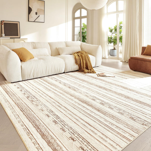 Boraya Area Rugs for Living Room: 6x9 Washable Boho Rug for Bedroom Large Neutral Bohemian Moroccan Farmhouse Geometric Dining Room Rugs Ultra Soft Floor Carpet Indoor for Home Office - Grey Ivory