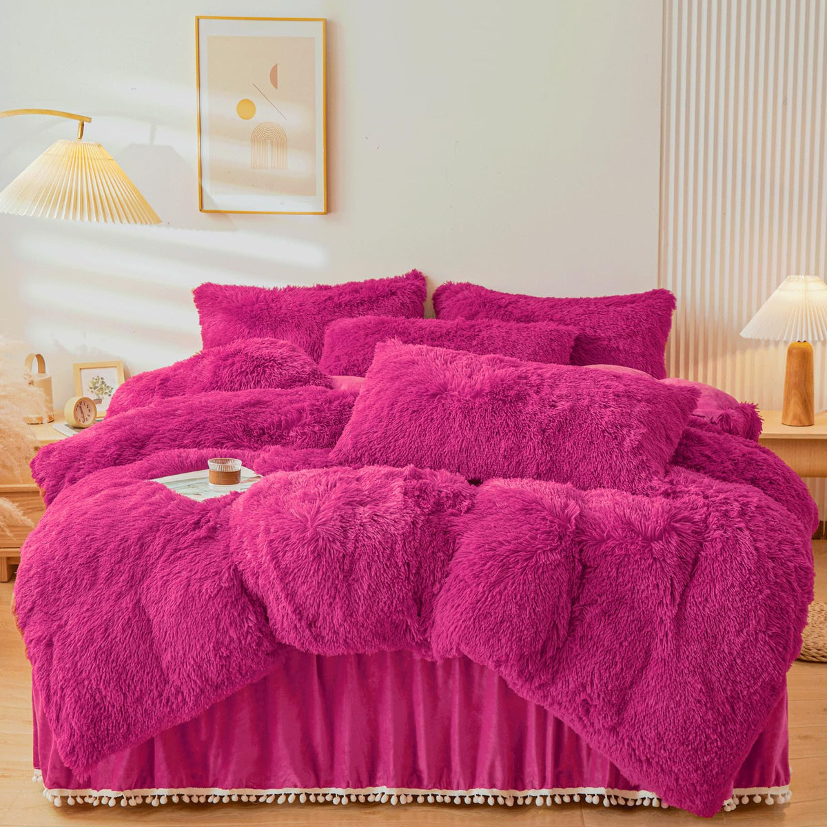 Fluffy Grey Faux Fur Comforter Cover Set Twin，Fluffy Fuzzy Plush Grey Bedding 2Pcs (1 Faux Fur Duvet Cover +1 Fuzzy Pillowcases) Grey Bed Set Twin