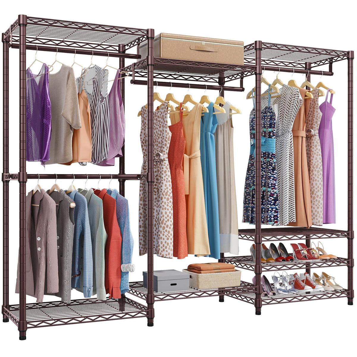 VIPEK V5 Plus Portable Closet Wardrobe Heavy Duty Clothes Rack, Large Free Standing Closet Rack for Hanging Clothes, 85.4" L x 15.7" W x 76.4" H, White