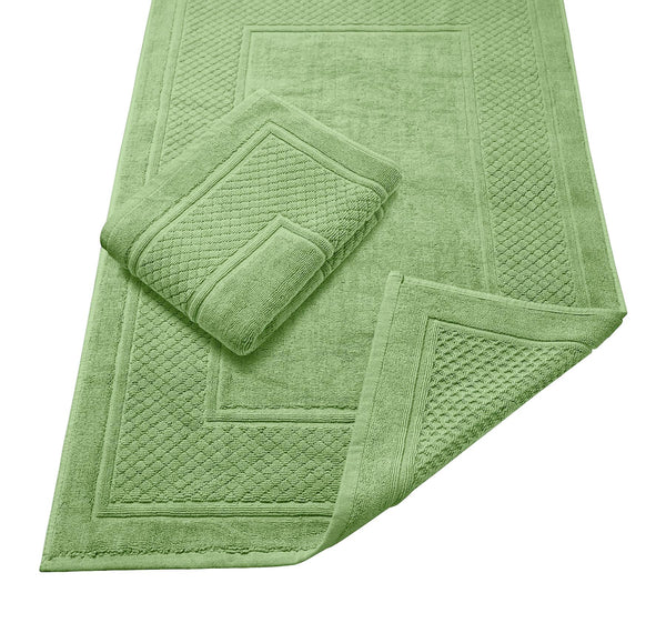 Avalon Towels Light Blue Bath Mat - 100% Cotton Set of 4 Absorbent Bathmat - Bathroom Mats Quick Dry Bath Mats for Bathrooms (22x34 Inches)