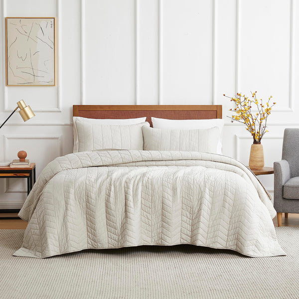 palassio Dark Beige Cotton Quilt King Size Bedding Sets with Pillow Shams, Lightweight Soft Bedspread Coverlet, Quilted Comforter Bed Cover for All Season, 3 Pieces, 106x96 inches