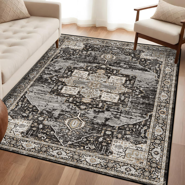 RUUGME Large 10x14 Area Rugs - Large Boho Rugs for Living Room Stain Resistant Carpet Vintage Tribal Rugs for Bedroom Kitchen with Non Slip Backing Decor Floor Decoration Mat 10x14 Navy/Blue